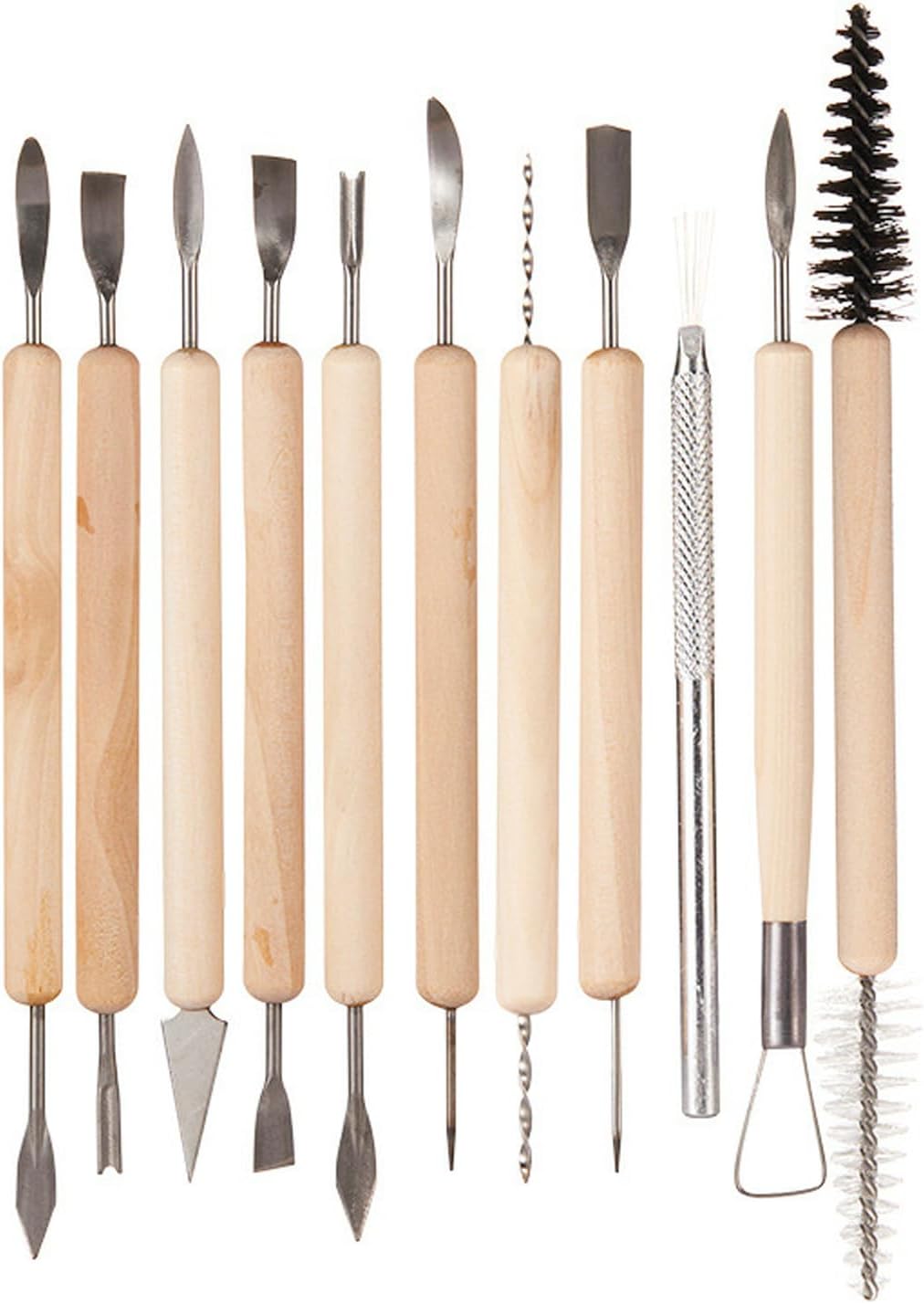 DAYONG Sculpting Tools Set, 11pcs Wooden Handles Ceramic Tools for Pottery Sculpture Crafts, Art Supplies Ceramic Clay Soft Sculpting Tools for Beginners & Professionals (Color 1)