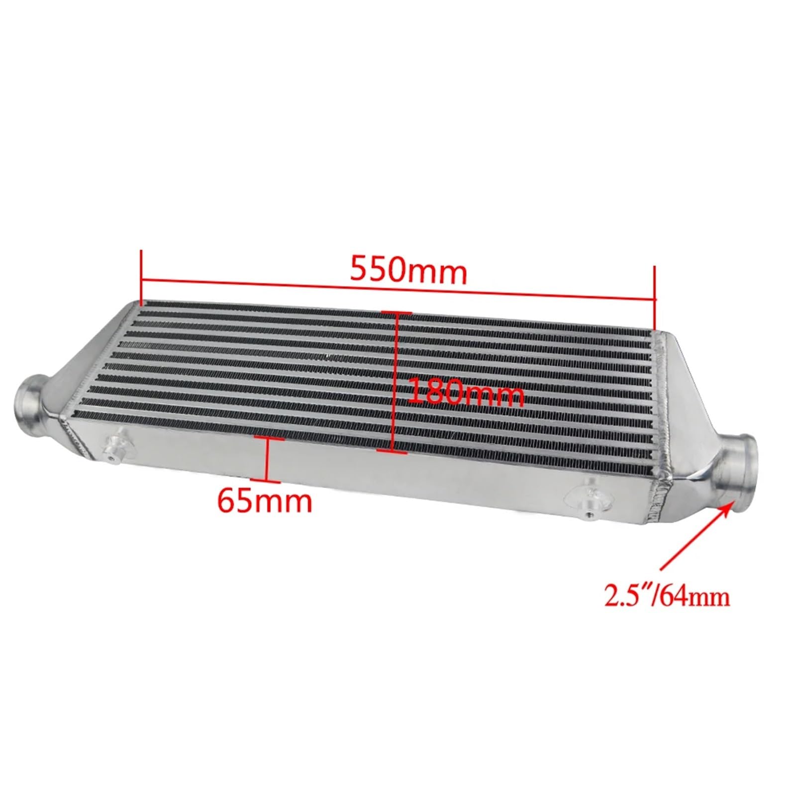 Wentylatory chłodnicy silnika samochodowego 550 * 180 * 65mm Uniwersalny intercooler z turbosprężarką i płytą OD 2,5" z przednim mocowaniem LZ-IN812-25 chłodzenia silnika