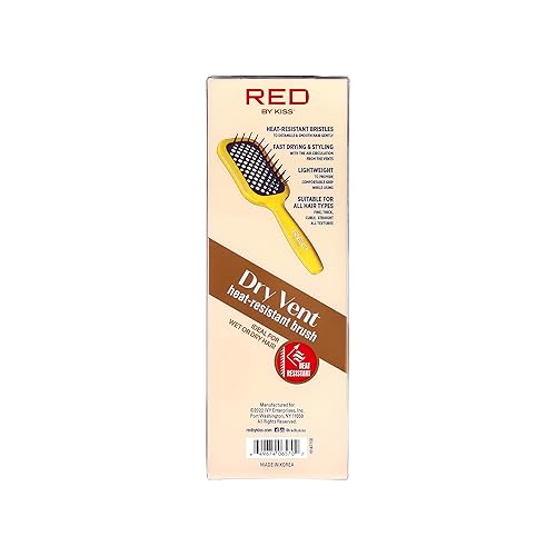 Miniatura 4 de RED by Kiss Cepillo de pelo resistente al calor, desenredante de secado rápido para cabello húmedo y seco, rizado, grueso y liso, desenredante