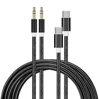 USB C to 3.5mm Audio Aux Jack Cable 2-Pack 3ft/6ft, Type C to 3.5mm Headphone Car Stereo Cord for iPhone 15 16 Pro Max, Galaxy S24 S23 S22 S21 Ultra, Note 20 10, Pixel 5 6 XL, Pro Black