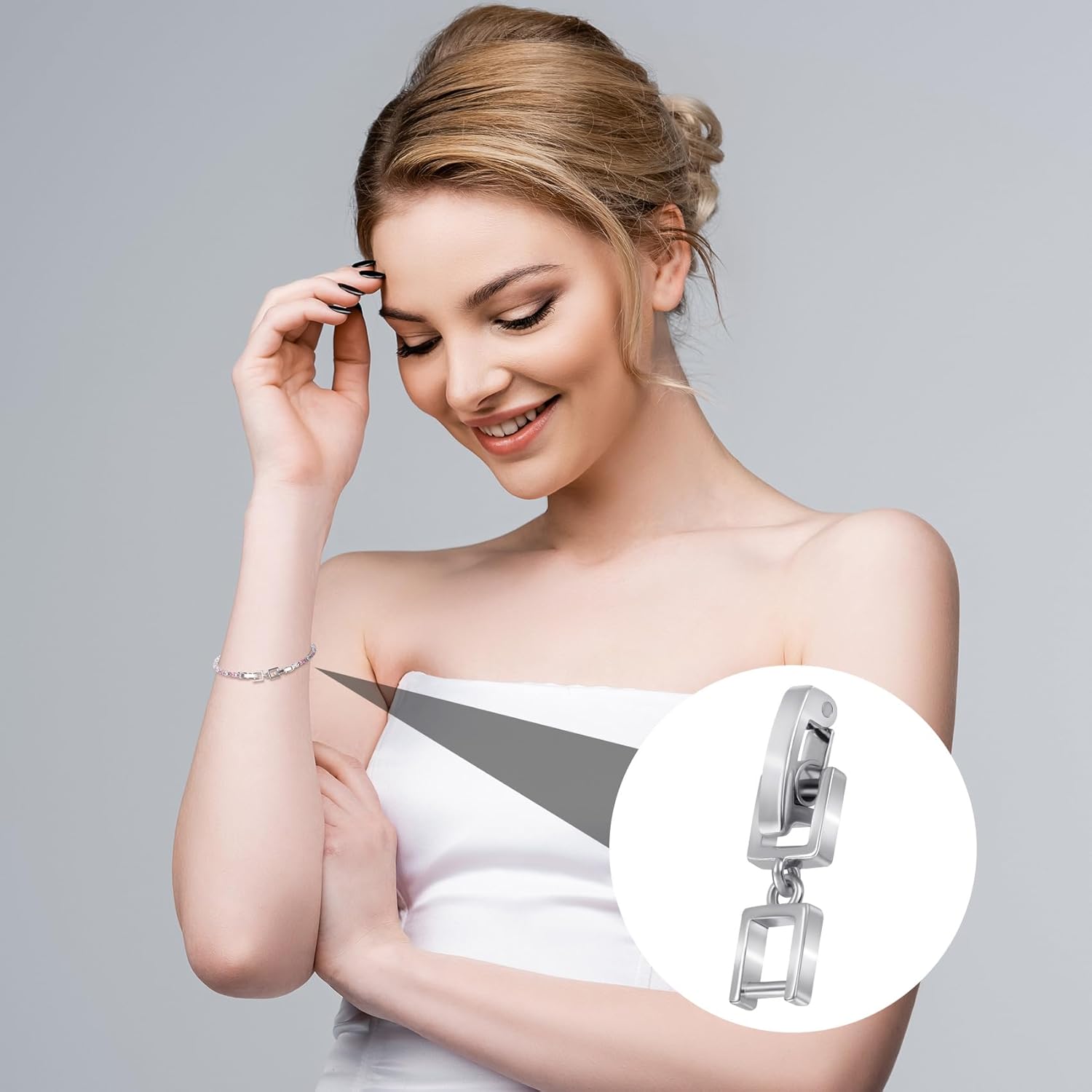 3pcs Necklace Bracelet Extenders, Foldover Watch Band Extension Clasp, Copper Extension Jewelry Clasps for Jewelry Making- Silver - Image 5