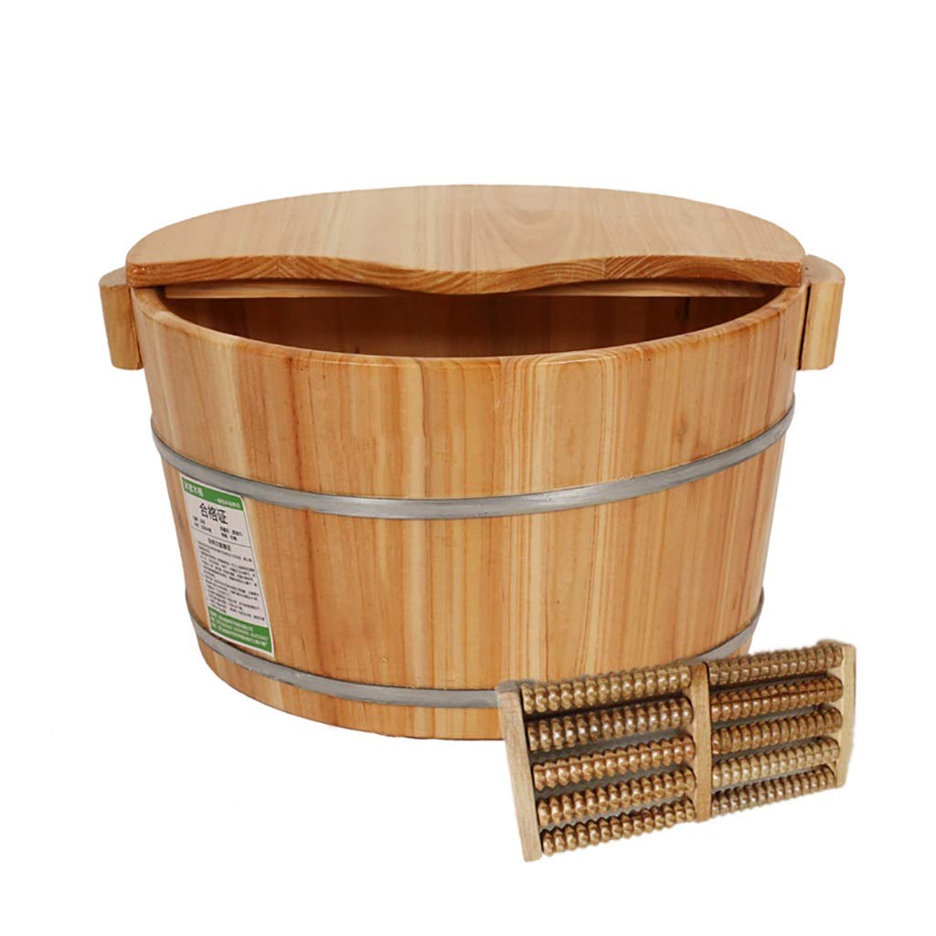 Fußbad aus Holz, Fußbad für Kinder, Massage-Fußbad, duftende Tannen-Pediküre-Badewanne, Fußbad für den Haushalt, gedämpfter Fußeimer mit Deckel, Pediküre-Schüssel, 2 Stile (Höhe: 21 cm)