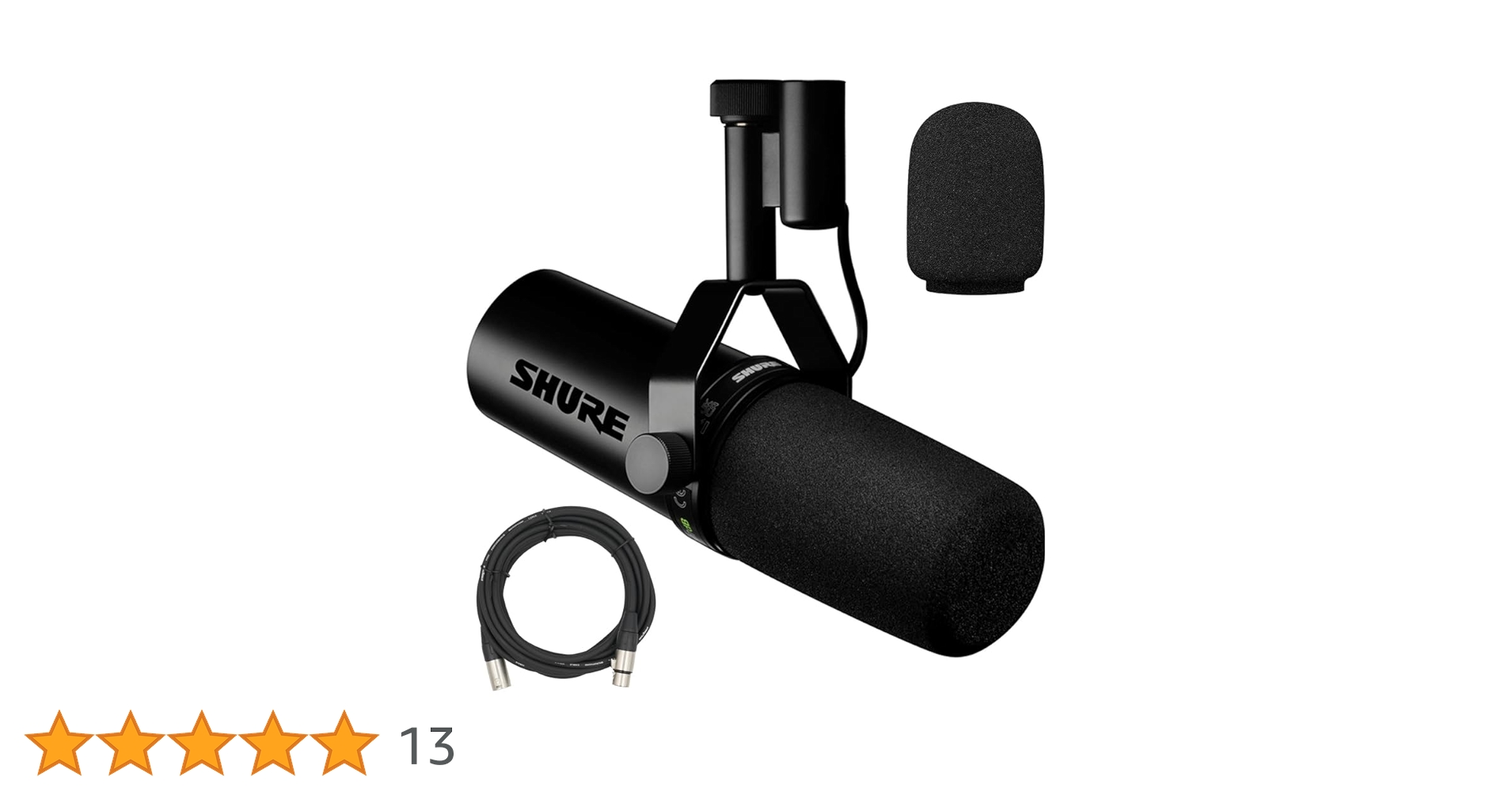 【美品・ケーブル付】SHURE SM7dB ダイナミックマイク SHURE SM7dB マイクプリ内蔵 ダイナミックマイク【福山楽器