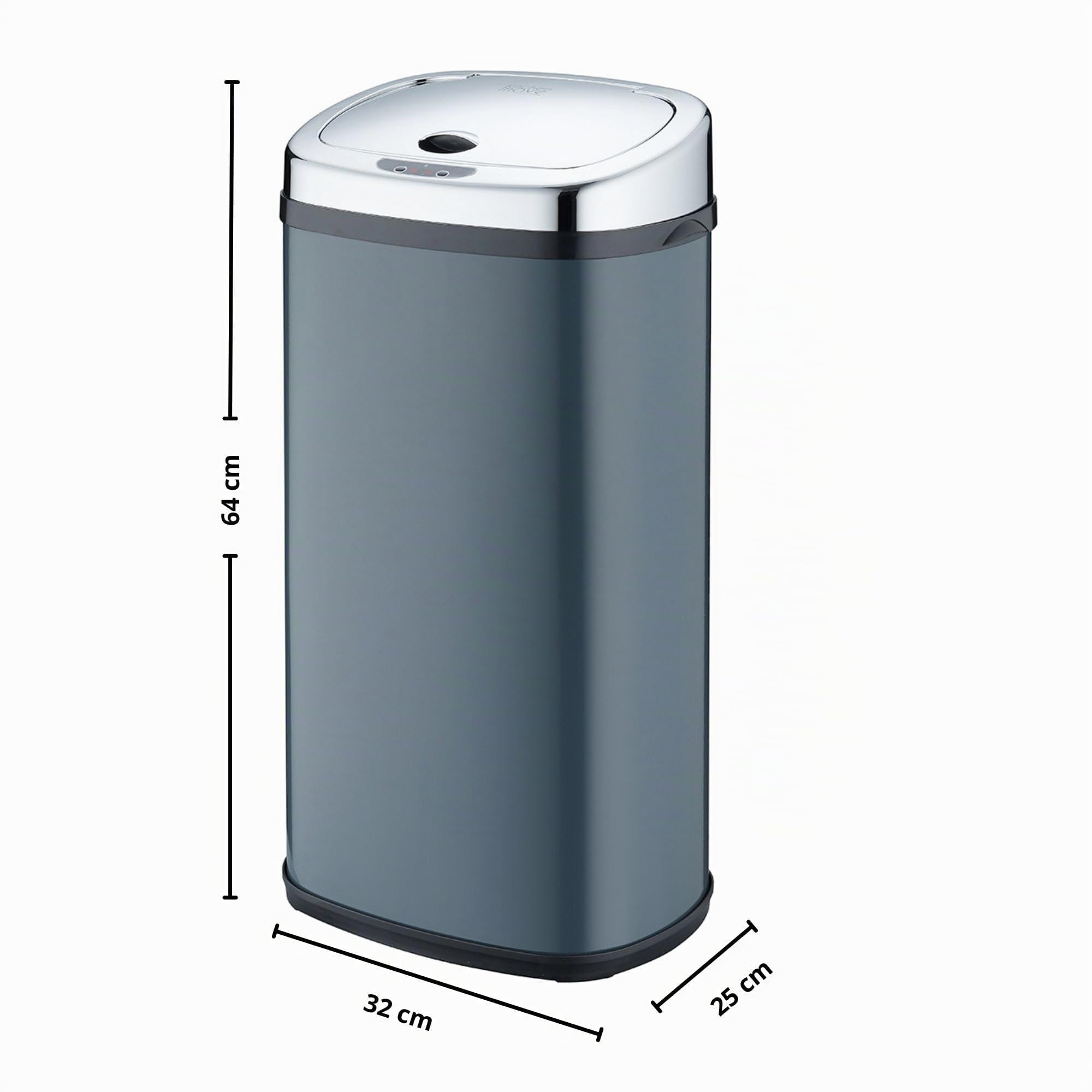 KITCHEN MOVE Largo Pattumiera automatica da cucina, 42 l, in acciaio inox, con reggiatura, grigio opaco
