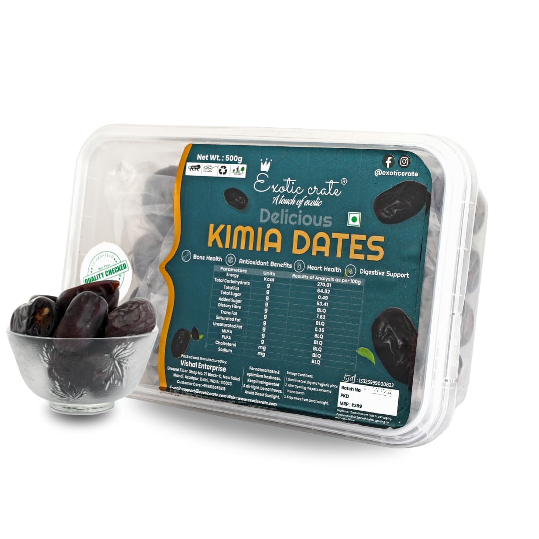 Exotic crate Original Delicious Kimia Dates Highly Nutritious Soft & Juicy Fresh Kimia Dates Rich in Fiber Vitamins and Antioxidants 500g Pack (B0D14BMZZ2) Amazon Price History, Amazon Price Tracker