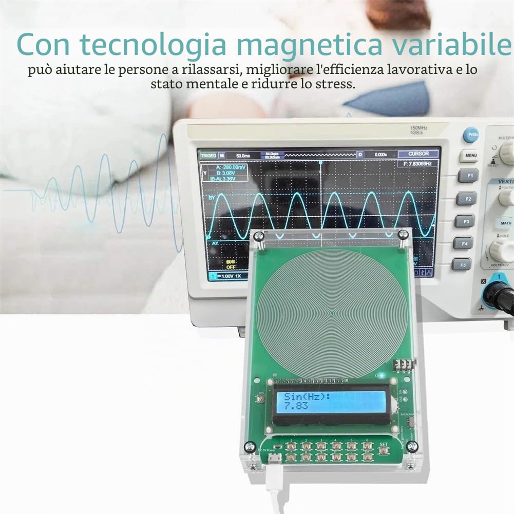 Generatore di Frequenza Personalizzato V2, Generatore di Risonanza Onda Schumann 7,83Hz, Risonanza Onda sinusoidale Regolabile 0,01Hz-200000Hz C