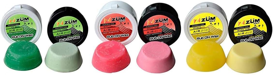 ZUMWax Rub-On Wax Ski/Snowboard Sample Packs - Universal, Warm, Chill & High-Speed Options, 20g Each, PFAS-Free, USA-Made, Pocket-Sized
