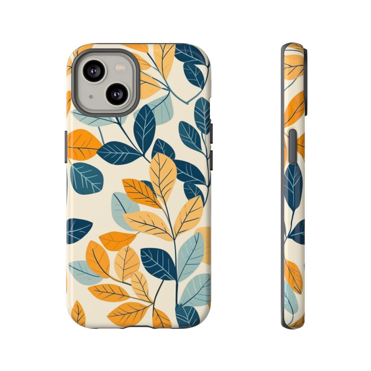Coque feuille colorée iPhone 14 bleue, l'accessoire chic en terrasse - 5
