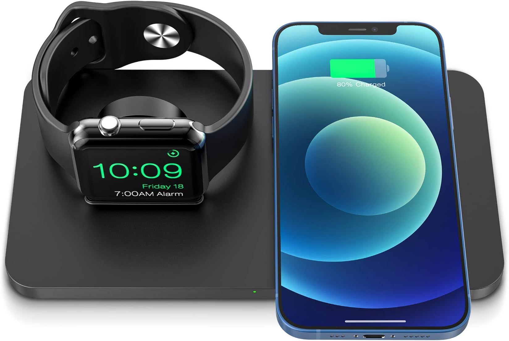 Wireless Charger, iSeneo 2 in 1 Dual Wireless Charging Pad with iWatch Stand for iWatch 6/5/4/3/2, 7.5W Wireless Charger for iPhone 12/11/11 Pro Max/XR/XS Max/XS/X/8, Airpods(No iWatch Charging Cable)