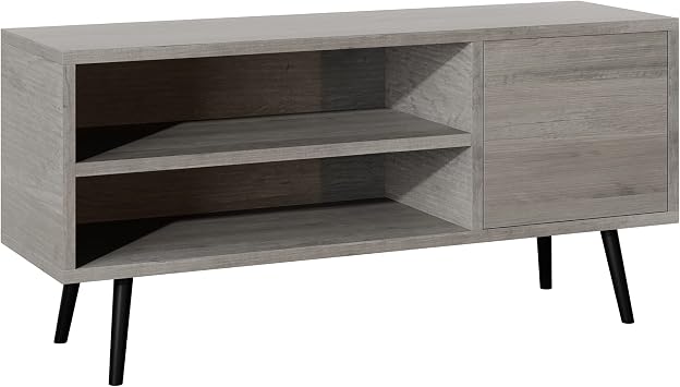 JY QAQA TV Stand 55 Inch, Media Console Table Entertainment Center with Open Shelves and Storage Drawer for Bedroom, Living Room, Gray