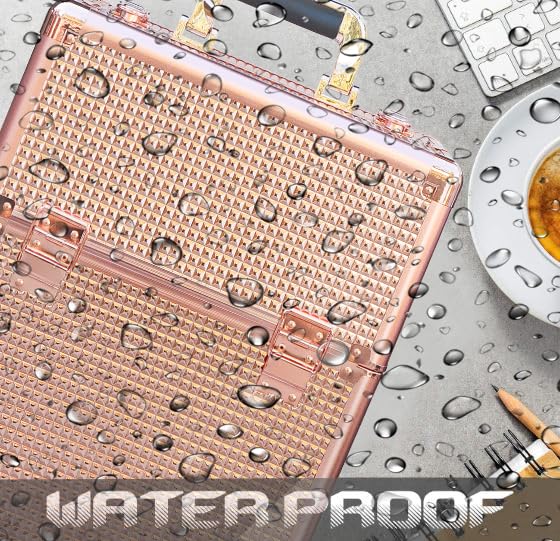 Image of Adson Multifunctional Professional Beauty Makeup Artist Rolling Cosmetic Aluminium Vanity Trolley Beauty Train case Makeup Cosmetic Trolley Hairstylist Travel Organizer (Rose Gold)