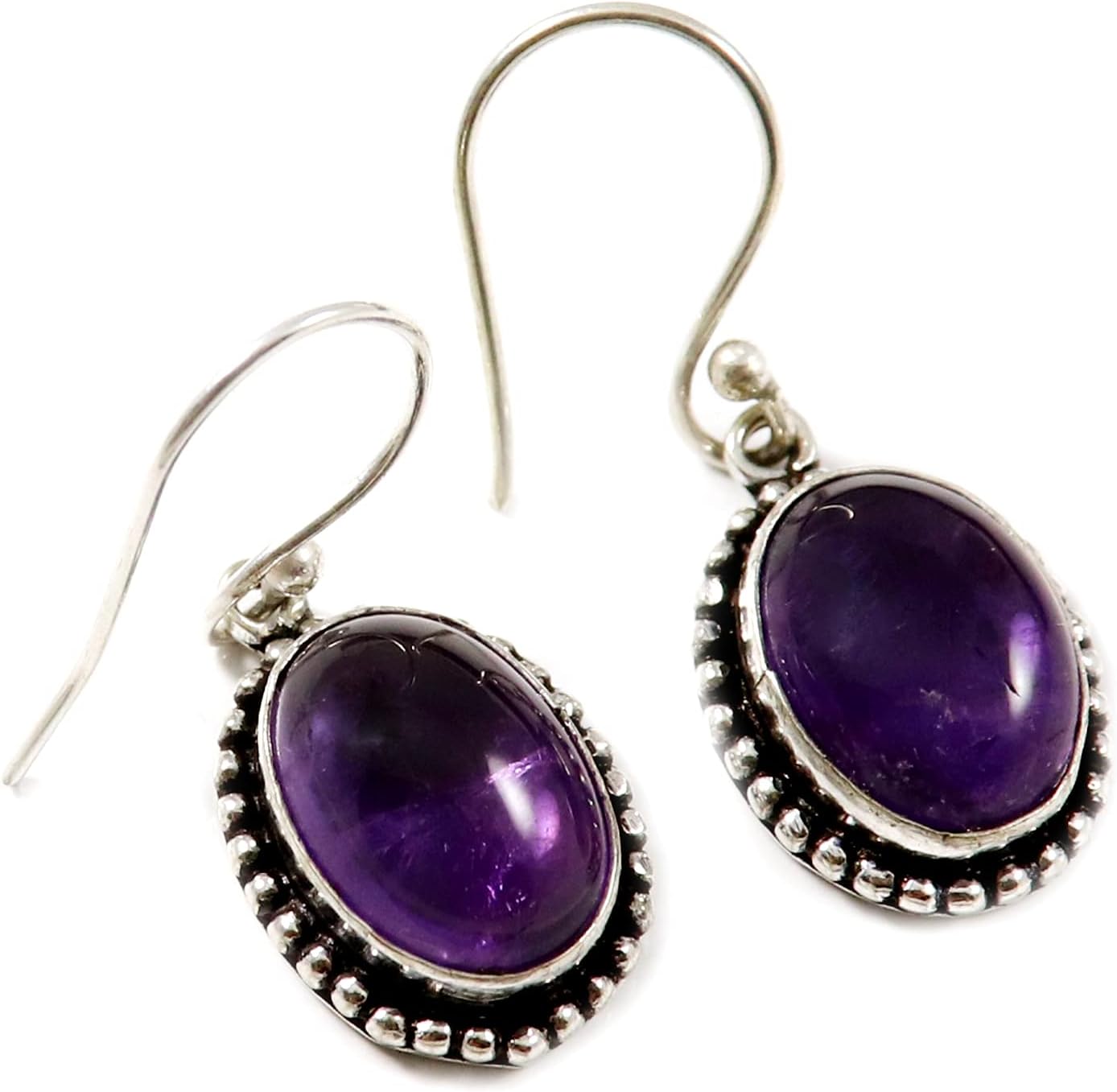 Goyal Exports Amethyst Gemstone 925 Sterling Silver Drop Dangle Earring Jewlery SEG17C