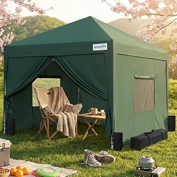 Quictent 3x3m Pop Up Gazebo with Mesh Window Sides Event Shelter, Green