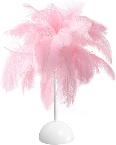 Miniatura 6 de CENGNIAN Moderna lámpara de mesa de plumas, lámpara de noche, funciona con pilas, lámpara de mesa LED para dormitorio, sala de estar, fiesta, boda,