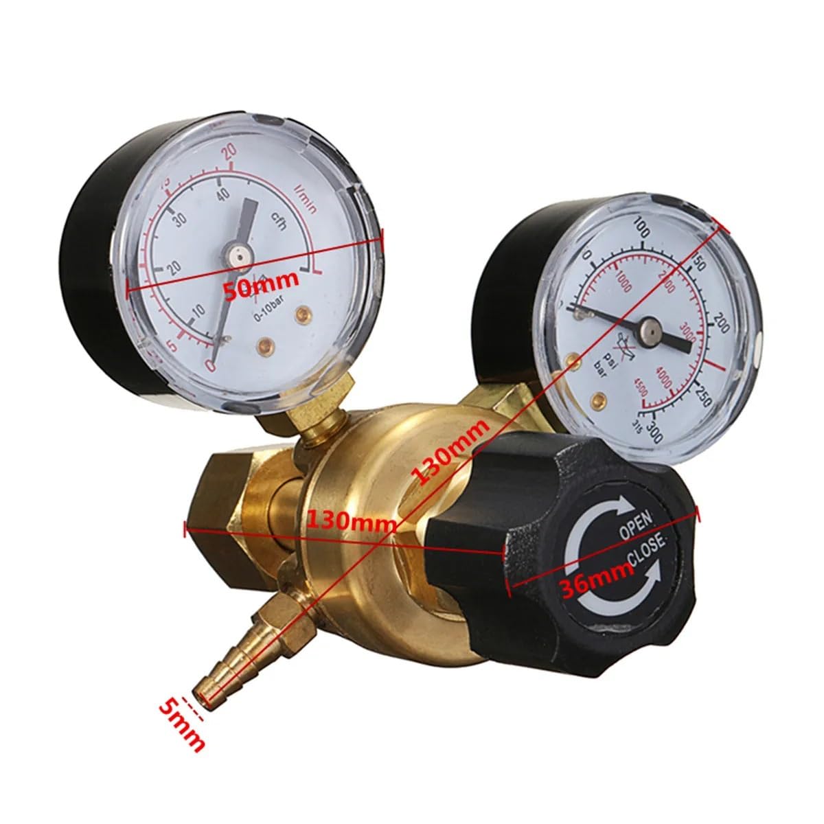 Manometr Regulator ciśnienia Reduktor Argon CO2 Spawanie Podwójny manometr Butla gazowa Spawanie MIG TIG Przepływomierz Manometr Zawór miernika
