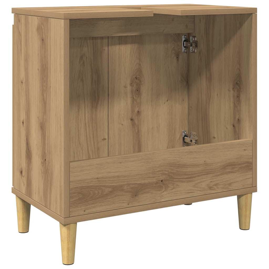 vidaXL Waschbeckenunterschrank, Waschtischunterschrank mit Stauraum, Unterschrank Holzbeine für Badezimmer, Badschrank Badezimmerschrank, Artisan-Eiche Holzwerkstoff