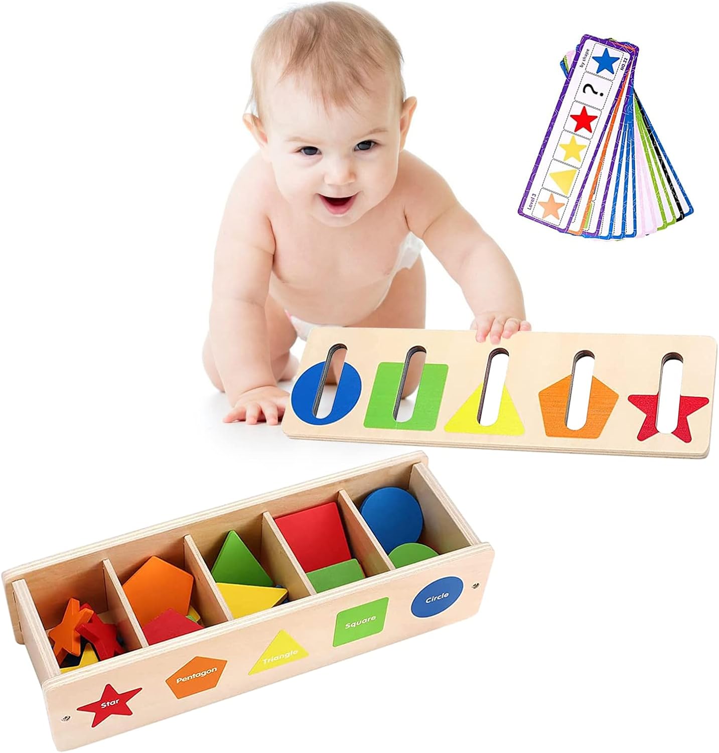 Montessori Toy Shape Sorting and Color Matching Box Toy for Toddlers Educational