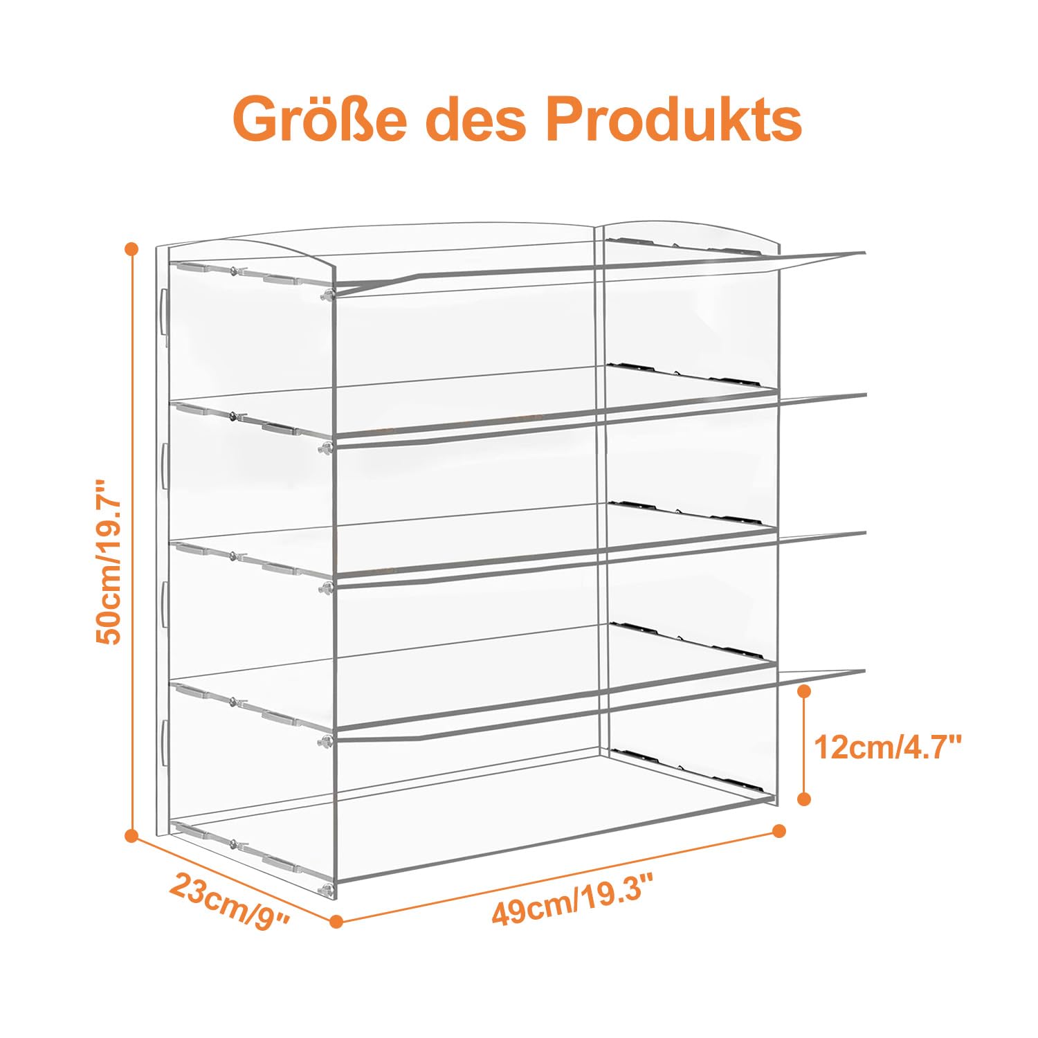 Vitrina acrílica para panadería, vitrina de pasteles, gabinete de pan transparente de 4 niveles, soporte acrílico para pan, galletas, donut, cupcakes para fiestas, eventos, tiendas, 49 x 23 x 50 cm