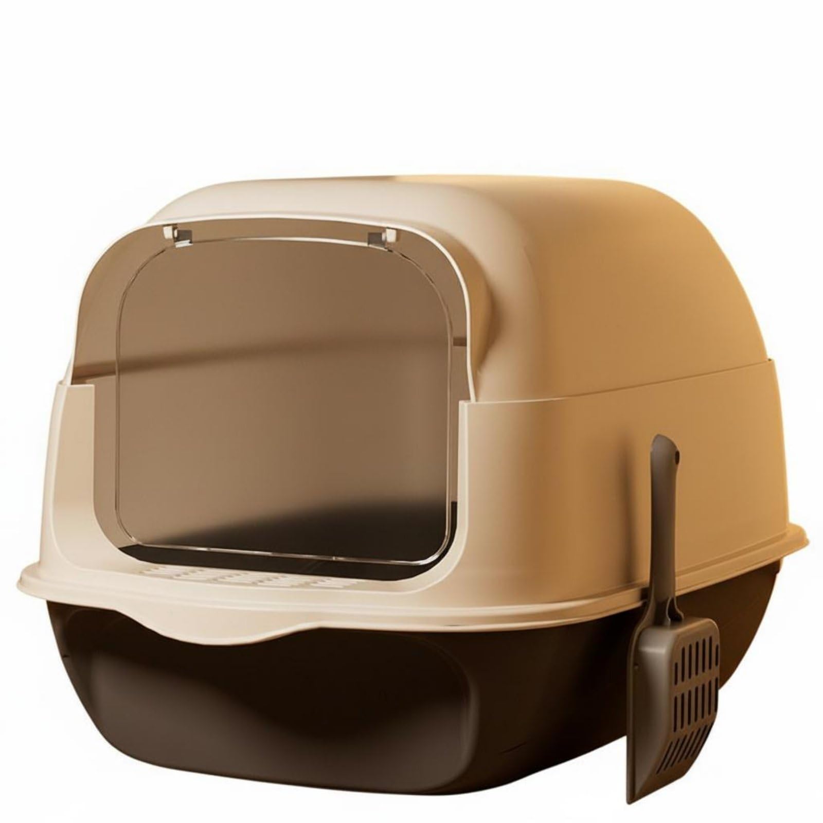 Caja de Arena para Gatos Arenero Bandeja Inodoro Sanitario con Gran para Gatos Diseño Cerrado Que PP Pulido Anti Manchas Adecuado para Uso Diario Hogares Múltiples, Negro