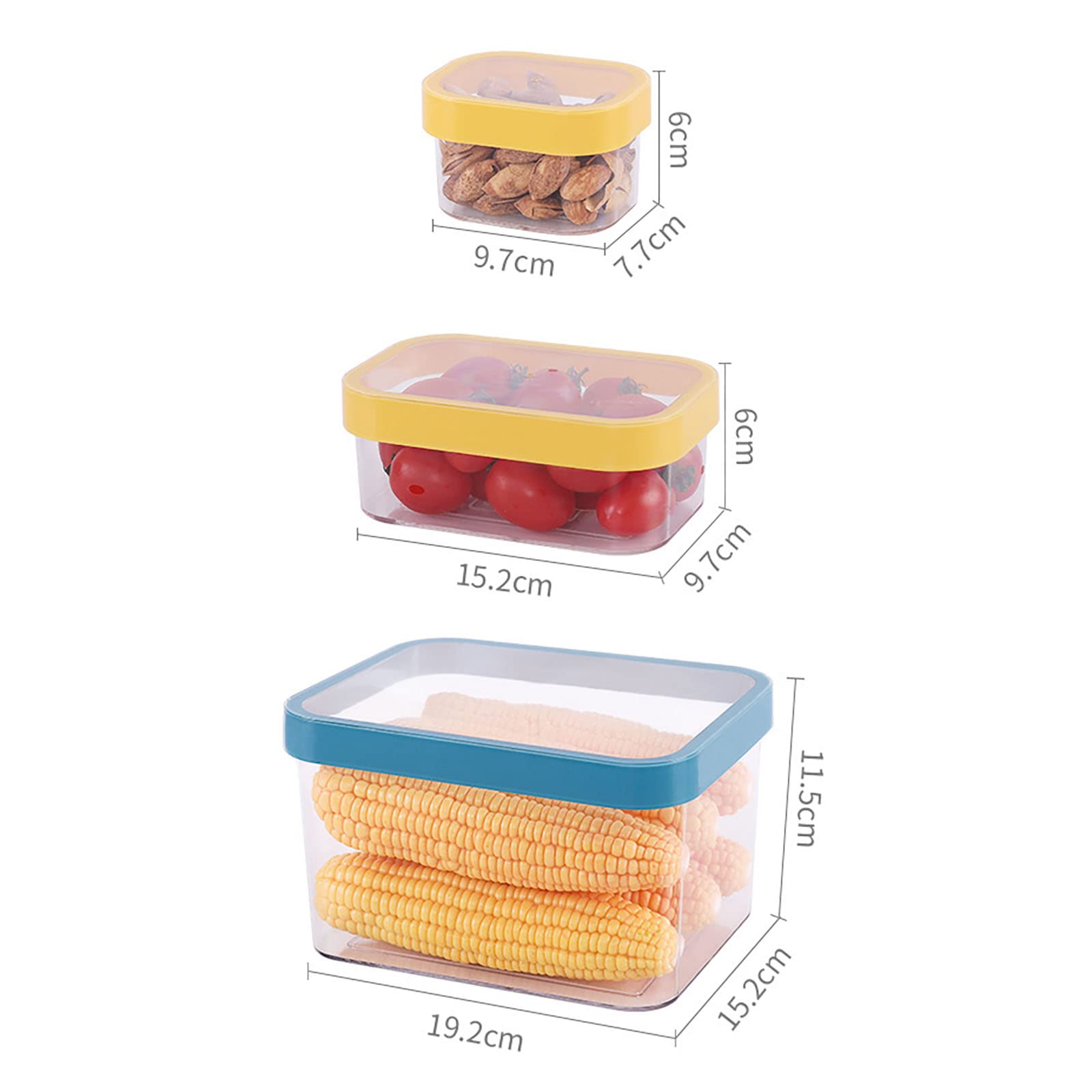 3pcs frigorifero scatola di immagazzinaggio, frigorifero refrigerato scatola di immagazzinaggio di verdure con coperchio cibo frutta organizzatore scatola cucina cibo congelatore scatola di immagazz