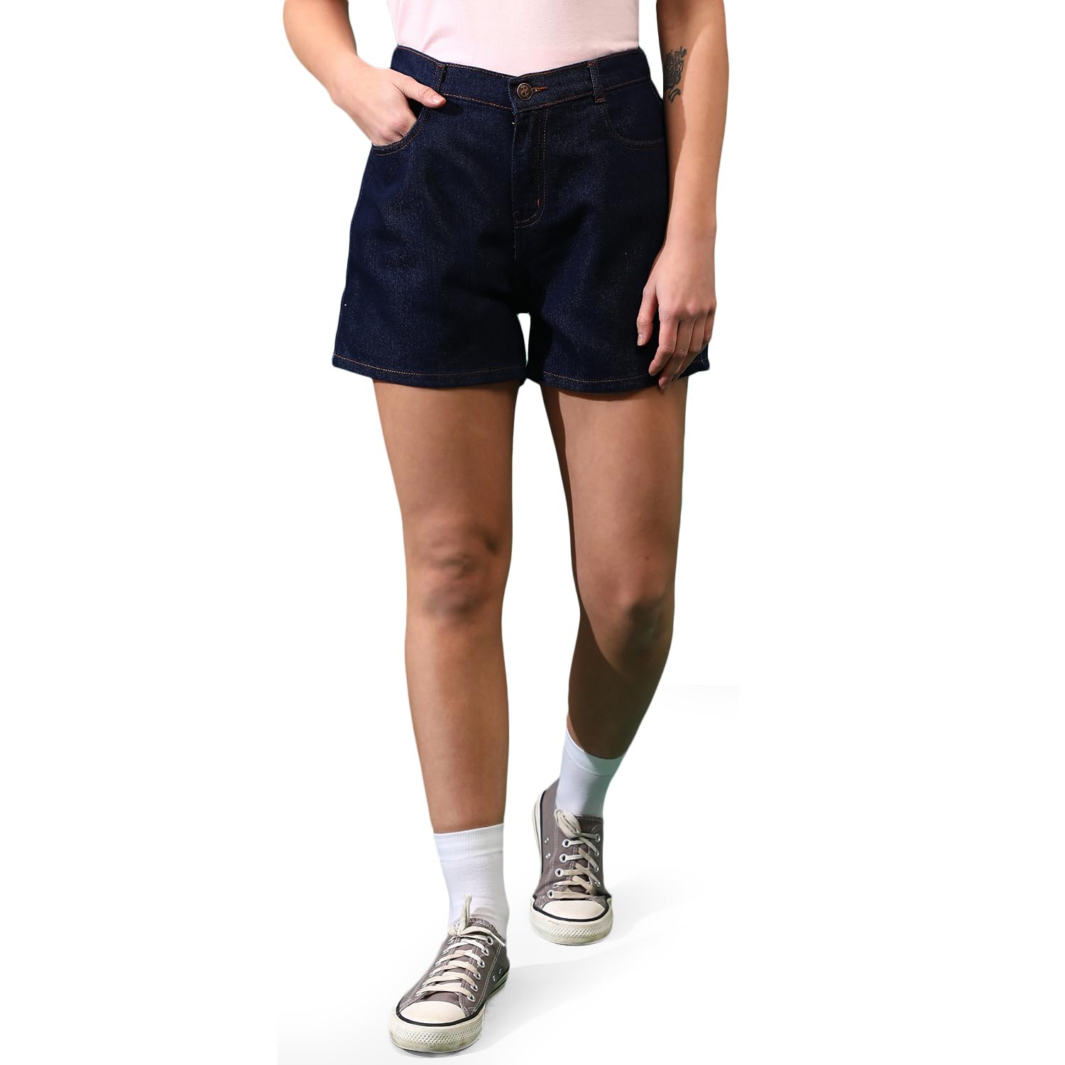 Solid Denim Shorts for Women-Y117610