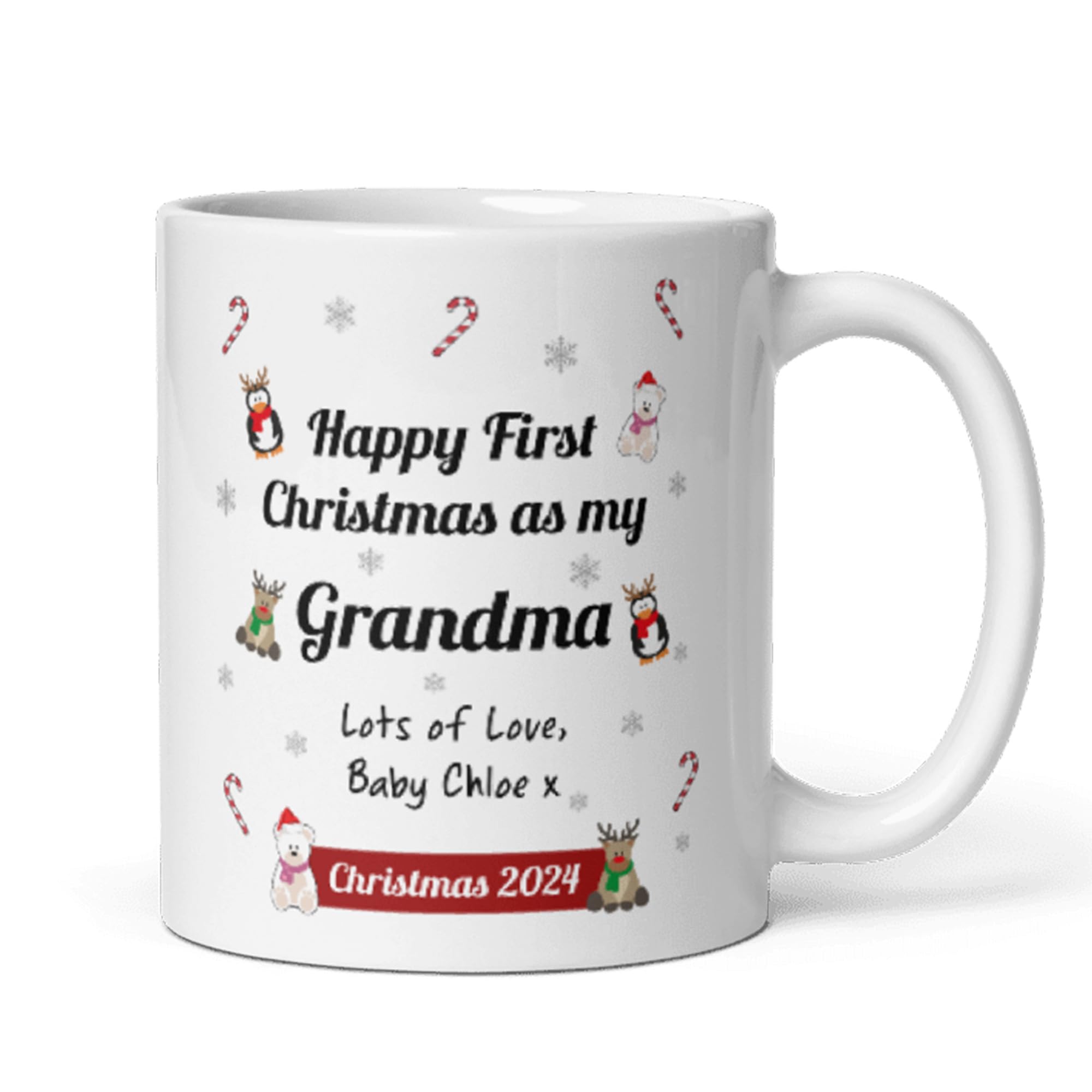Confidently Quirky - Personalised First Christmas As My Grandma White Mug, Baby First Christmas Gift for Grandma โ image 1