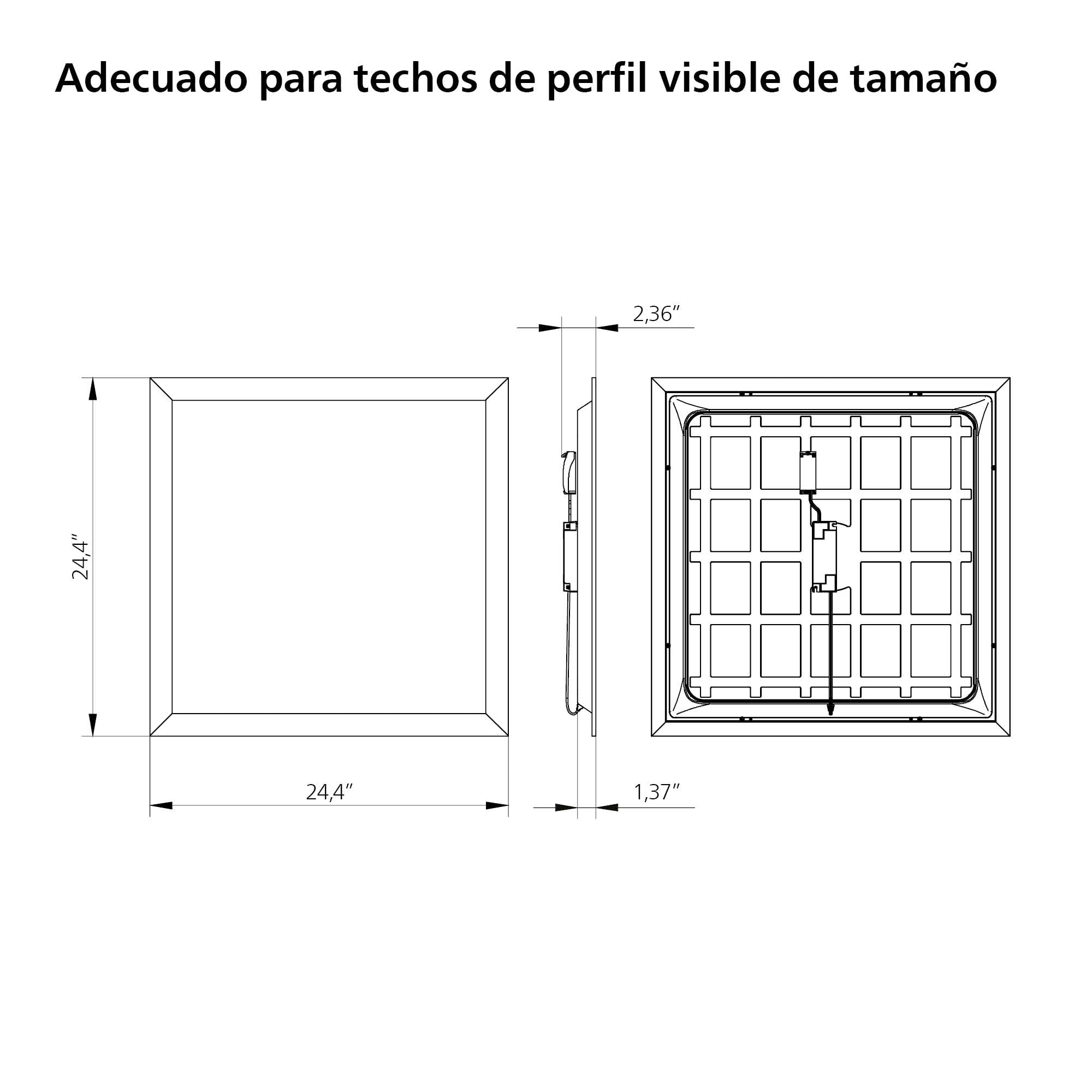 Philips - Panel LED empotrable ProjectLine 36W, Luz blanca natural 4000k, 3200 lm, 59.5 cm X 59.5 cm