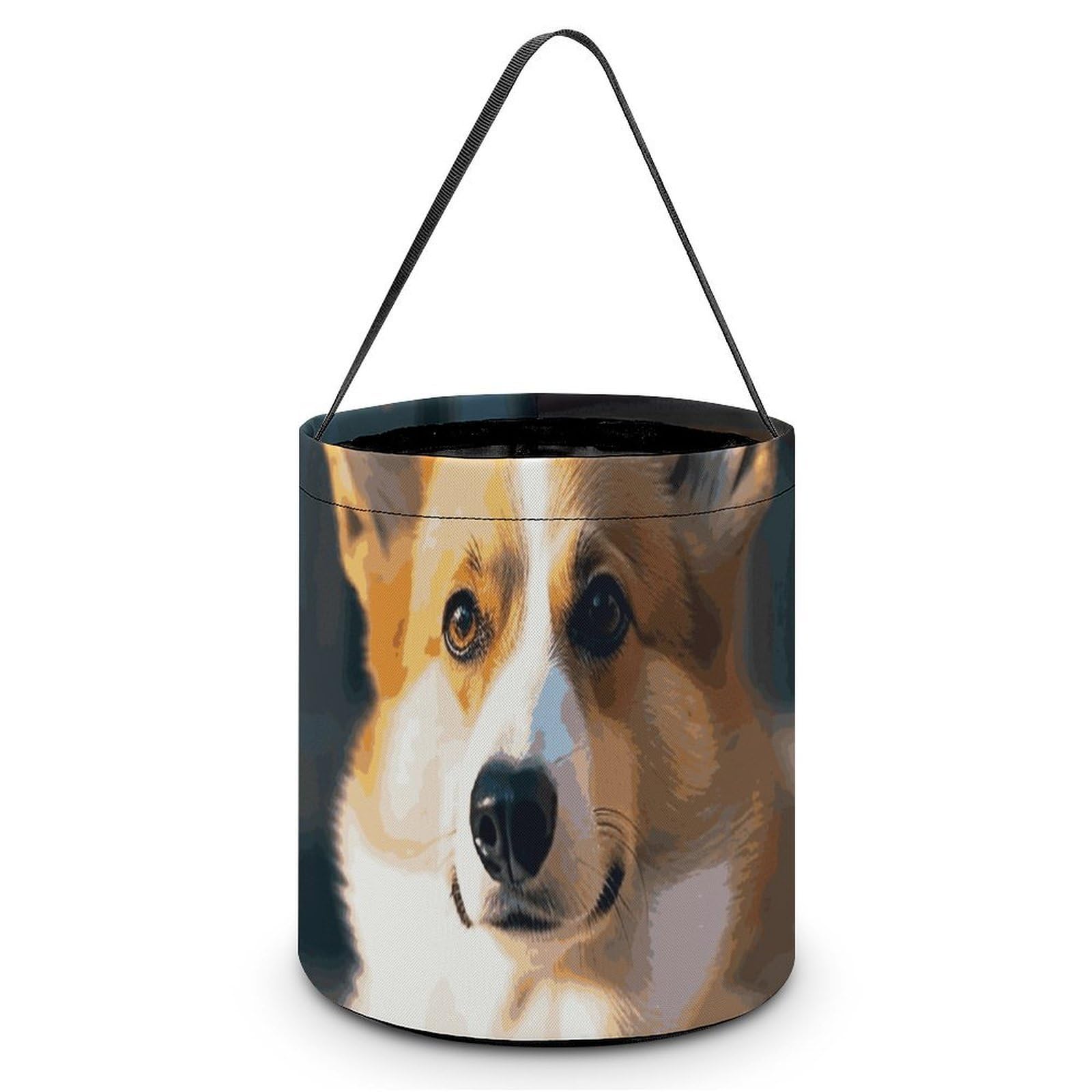 JTREHY Smart Corgi Candy Basket Hand-held Portable Candy Basket Collapsible Reusable Candys Bags Trick Or Treat Bags Party Festival Gift Bucket