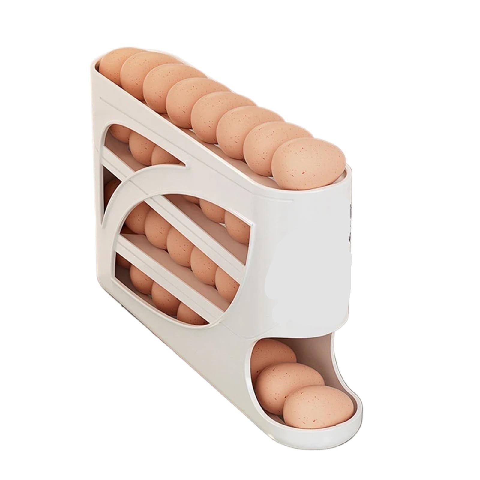 Compatible con soporte automático de huevos NASAN de 4 capas, organizador dispensador de almacenamiento para nevera para cocina (blanco, 2 piezas)