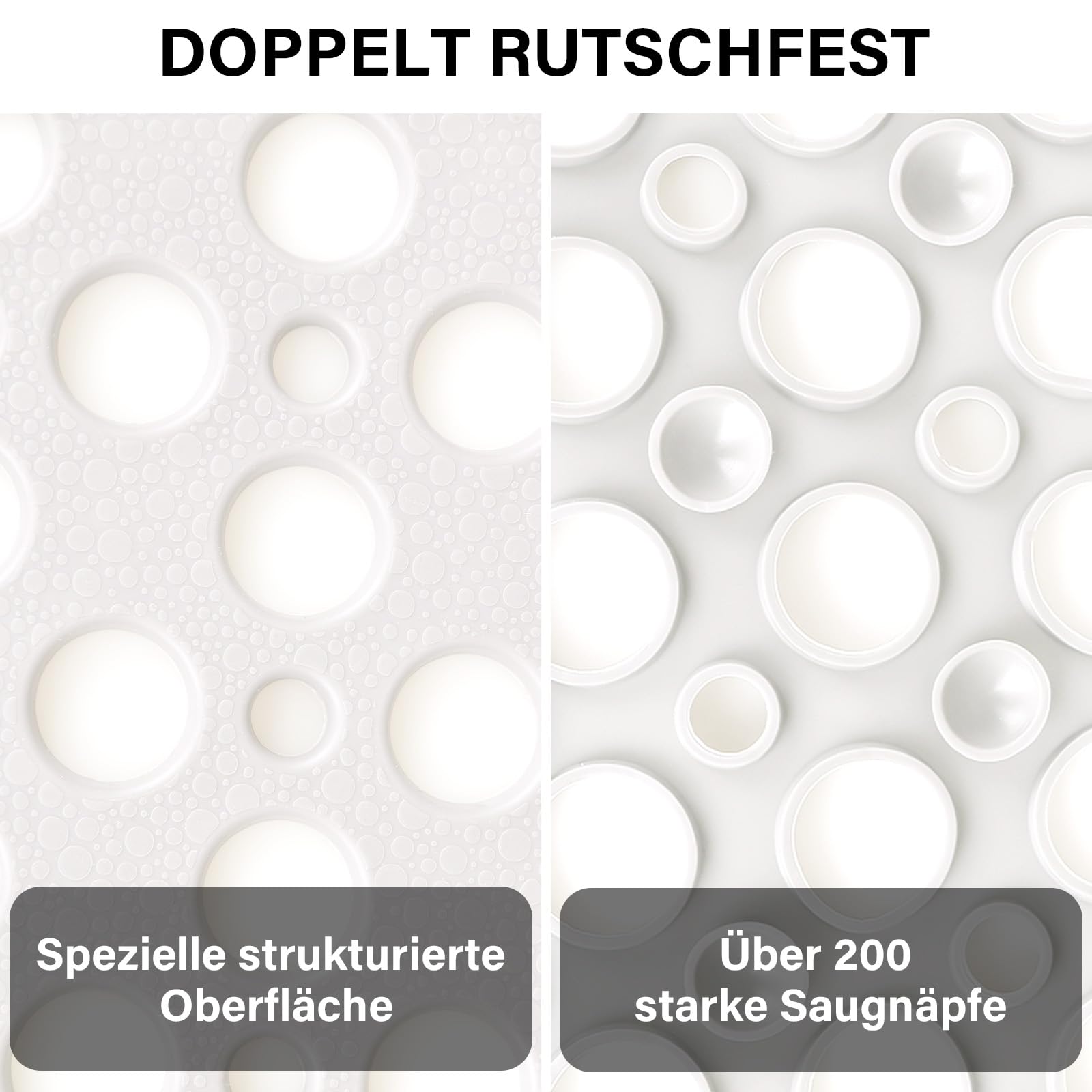 Alfombrilla de ducha extra grande, antideslizante, 60 x 90 cm: suave y cómoda de TPE, alfombrilla antideslizante para ducha con grandes agujeros de drenaje y ventosas, secado rápido, lavable a máquina