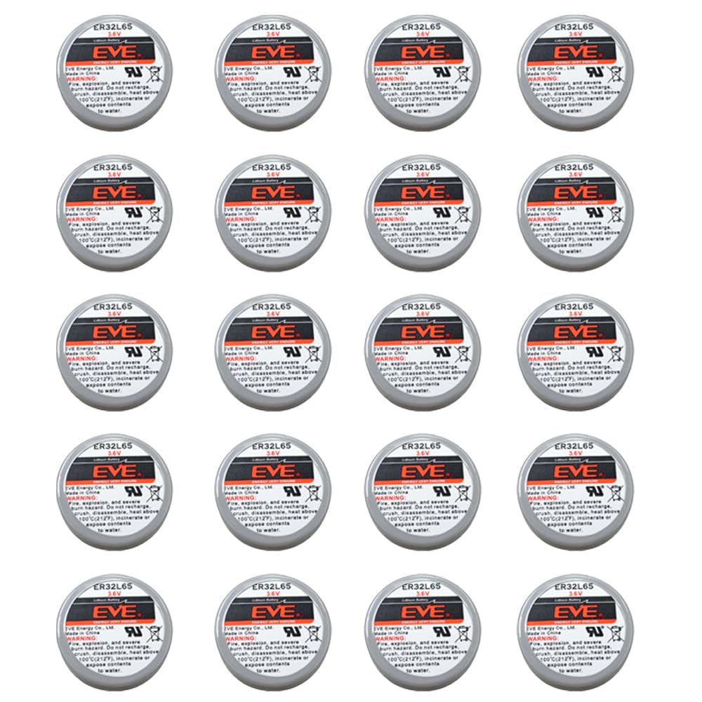 MEELER 20 Pcs ER32L65 3.6V 1000mAh Lithium Battery with Nickel Pins for Smoke Alarms Carbon Monoxide Detectors Intrusion Sensors and So On