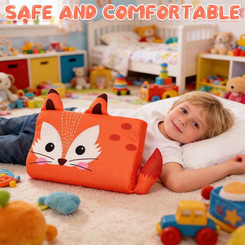 Almohada Infantil, 45 X 27 cm Almohada Bebe con Patrón de Zorro Adorable, Ergonómica Almohada para Bebe, Suave y Transpirable Almohada Niños para El Dormitorio de Los Niños