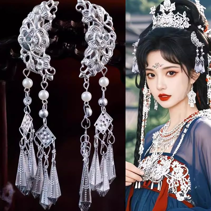 Hanfu Hair Accessories Chinese Decorative Hair Clips, Silver, 1 Pair image 3