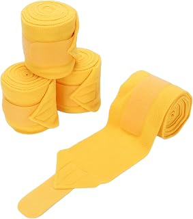 Dpofirs Soft Fleece Horse Leg Wraps, 4pcs Comfortable Equestrian Bandages for Stable Supplies with Comprehensive Protection, for Training and Competitions (Yellow)