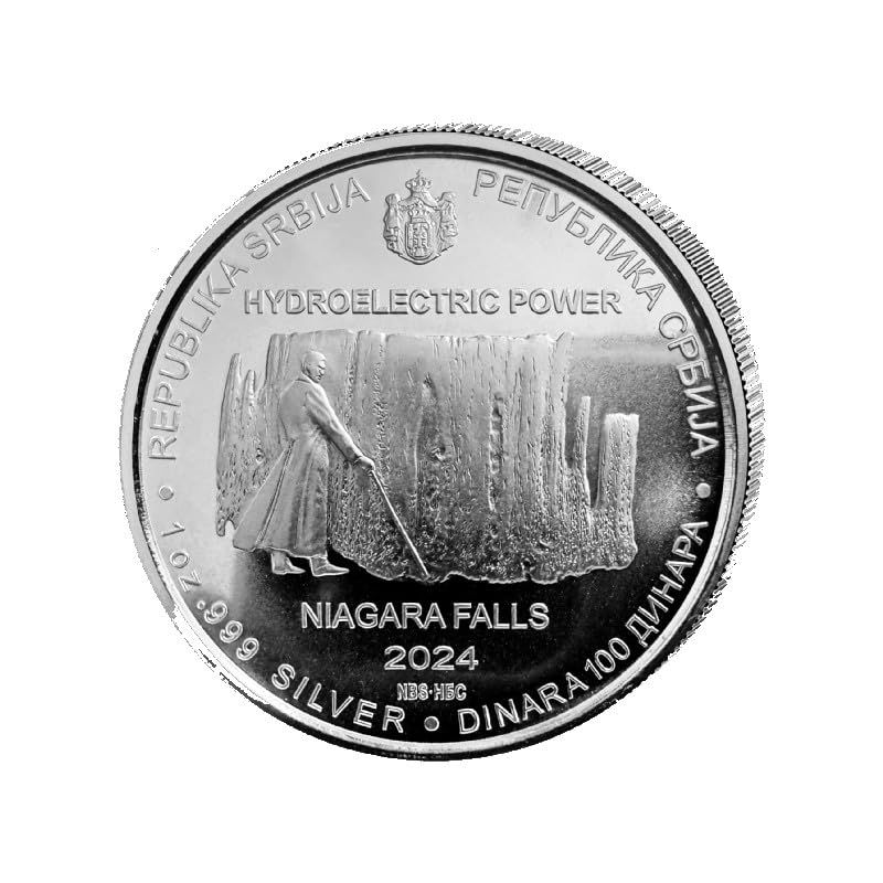1 oz Silbermünze Serbien - Nikola Tesla Niagara Falls (Hydroelectric Power) 2024-1 Oz Silber Silver Coin