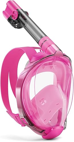 W WSTOO Full Face Snorkel Mask,Snorkeling Gear for Adults to Breathe Through Mouth or Nose,180 Degree Panoramic View,Anti-Fog Anti-Leak with Camera