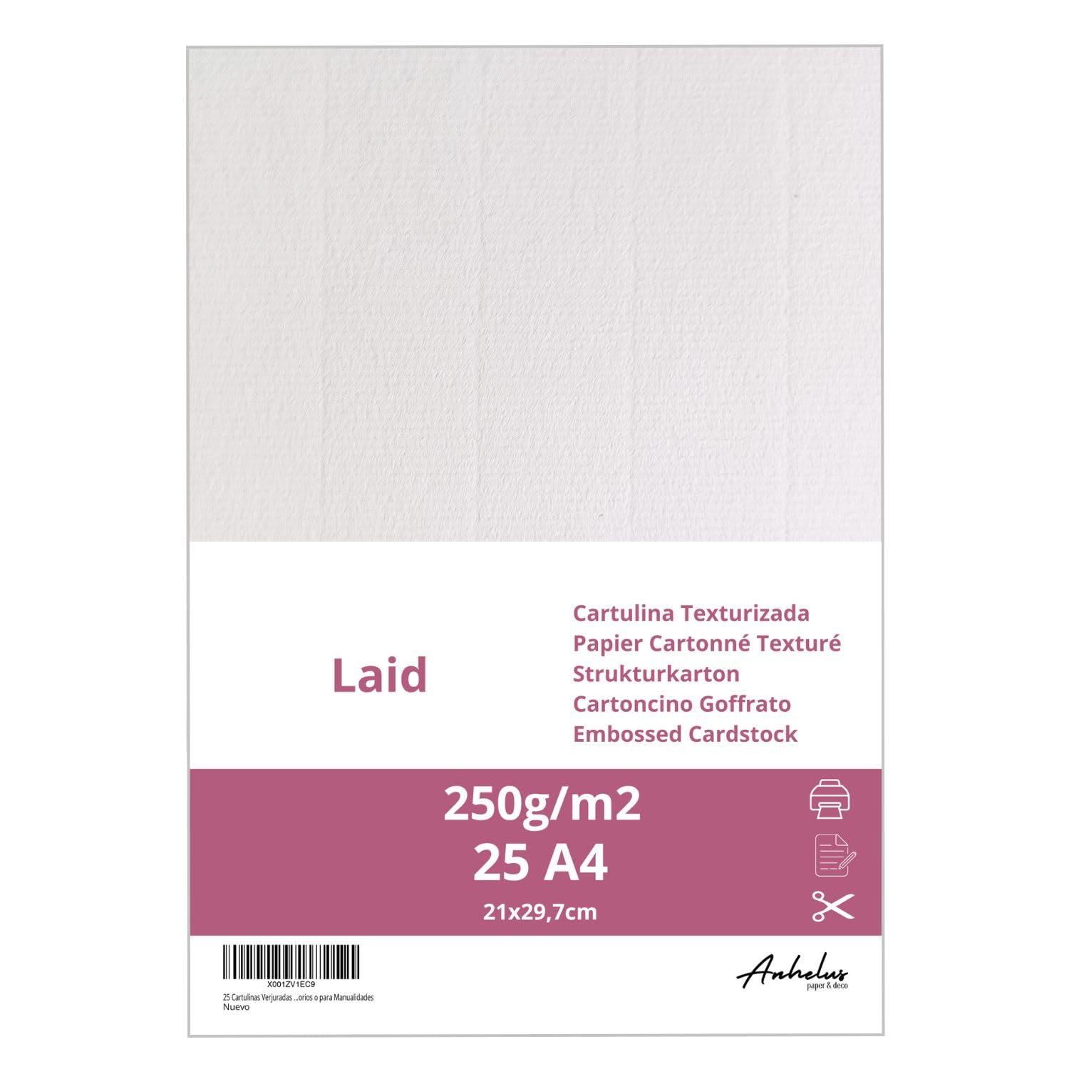 25 Cartulinas Verjuradas de 250g/m2 de grosor - Paquete de 25 hojas Din A4 - Cartulina Lineal para crear Invitaciones de boda, Diplomas, Recordatorios o para Manualidades