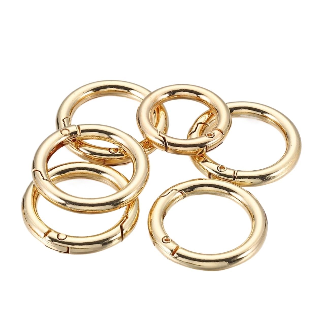 20pcs Spring Clasp Keychain Ring Gold Color Openable Round Carabiner Hook Buckle Bag Chain for Key Jewelry Making DIY for Keyrings,Wallets(Gold,28mm)