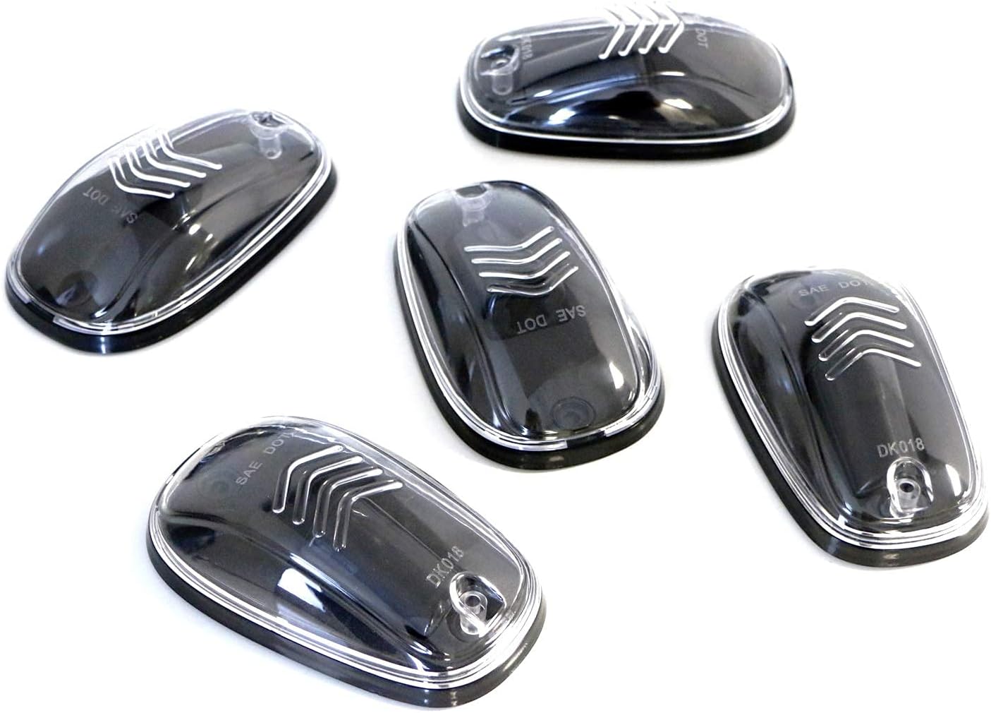 iJDMTOY Clear Lens White Full LED Cab Roof Marker Light Assembly Kit Compatible With Dodge/RAM Chevrolet/GMC Ford Toyota Trucks, 5-Piece Rooftop Driving Lamp Set
