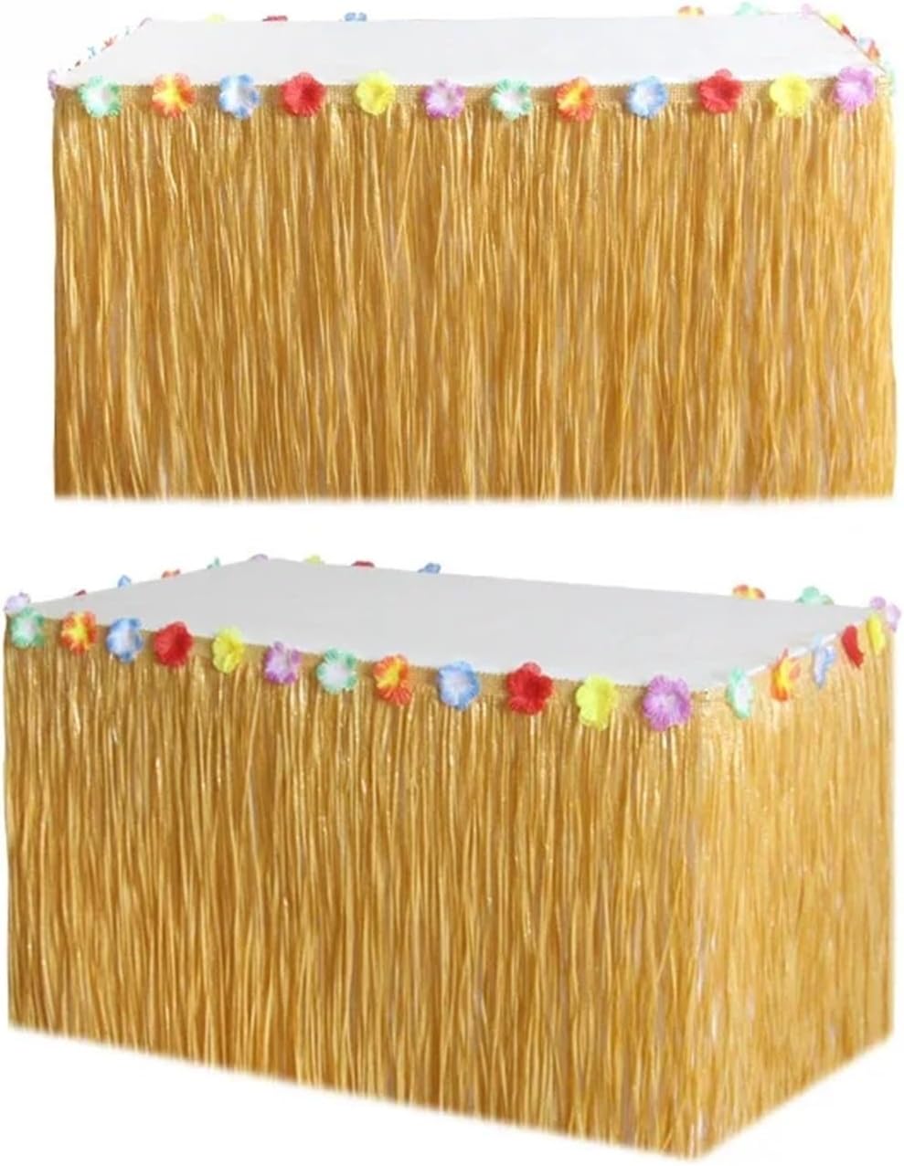 Party Table Skirt， Party Table Skirt 275X60CM Straw Festival Party Table Background Wall Fringe Skirt Decoration for Wedding, Birthday, Party, Bar, Prom(Deep Green)
