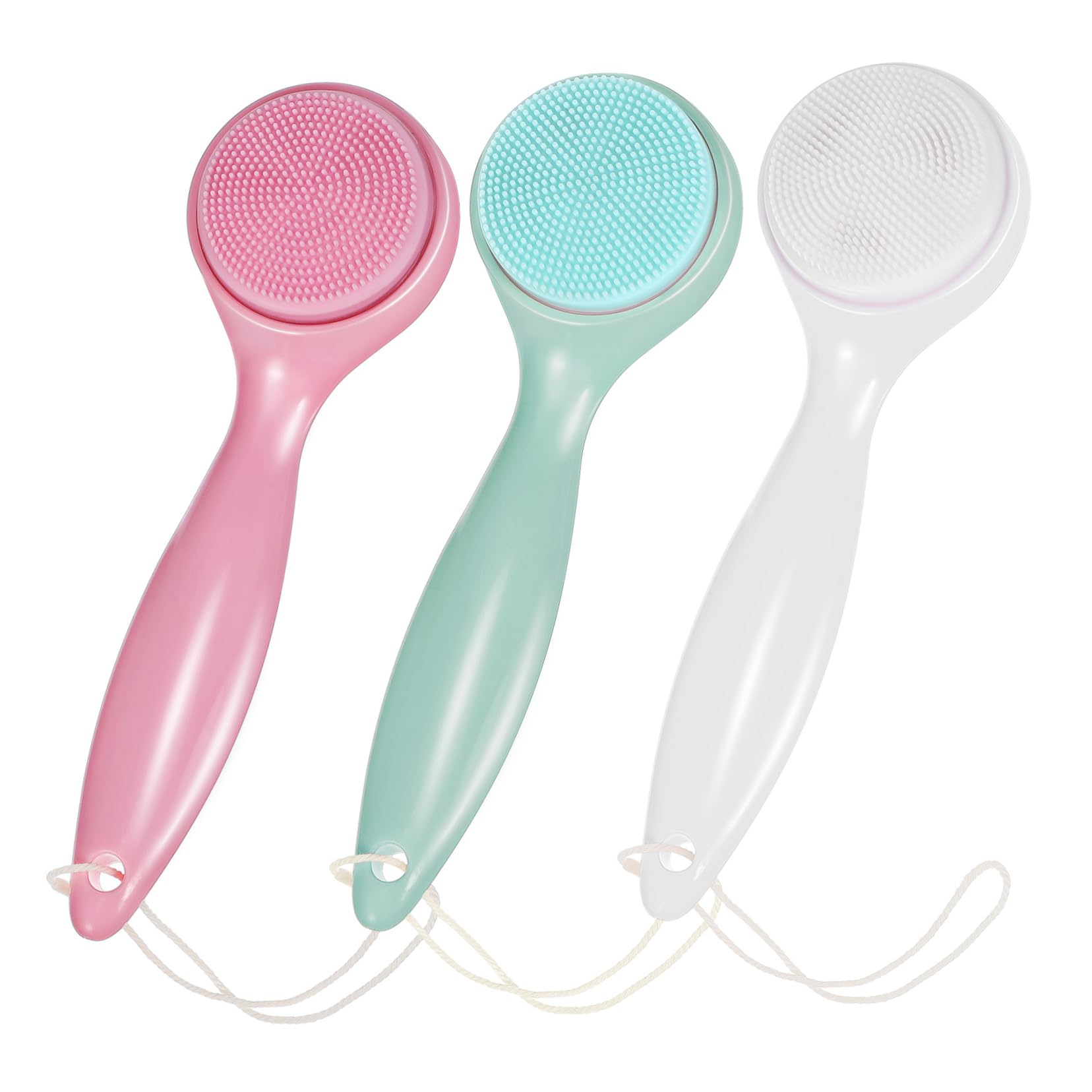 AUTSUPPL Silicone Face Scrubber for Men Women 3-Piece Manual Facial Cleansing Brush Soft Bristles Detachable Heads Easy to Store Carry for Travel