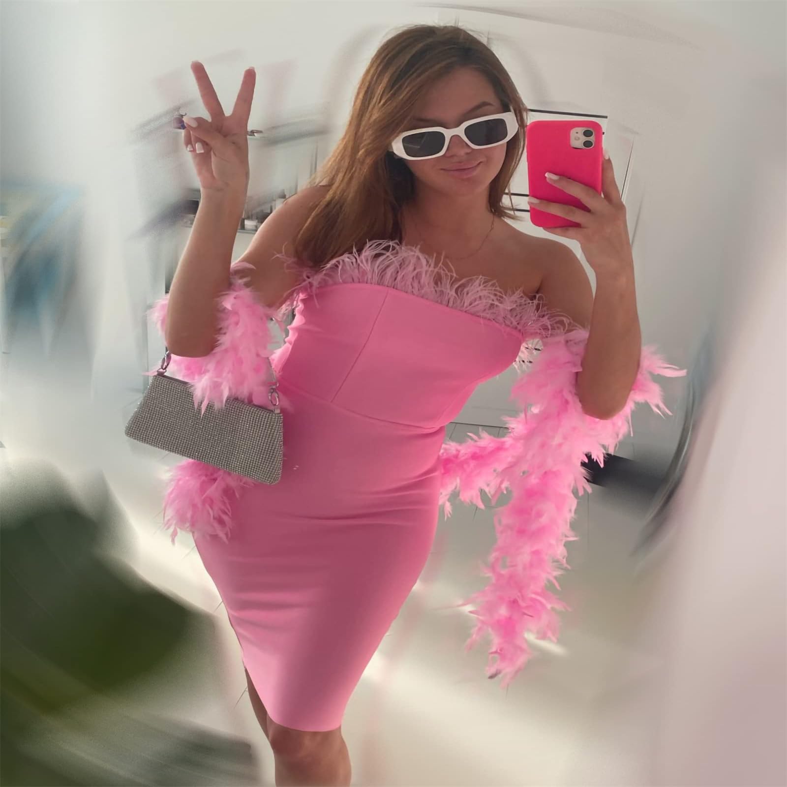 Boa à Plumes Arc-en-Ciel De 200 Cm – Écharpe En Plumes Rose Cœur Pour Soirées, Mariage, Carnaval Et Cosplay (Noir)