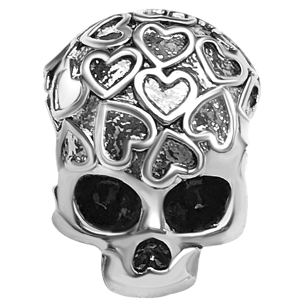 JMQJewelry Skull Halloween Bead Charm Heart Womens Bead Charms Fits Pandora Bracelets Men Girls Jewelry Graduation