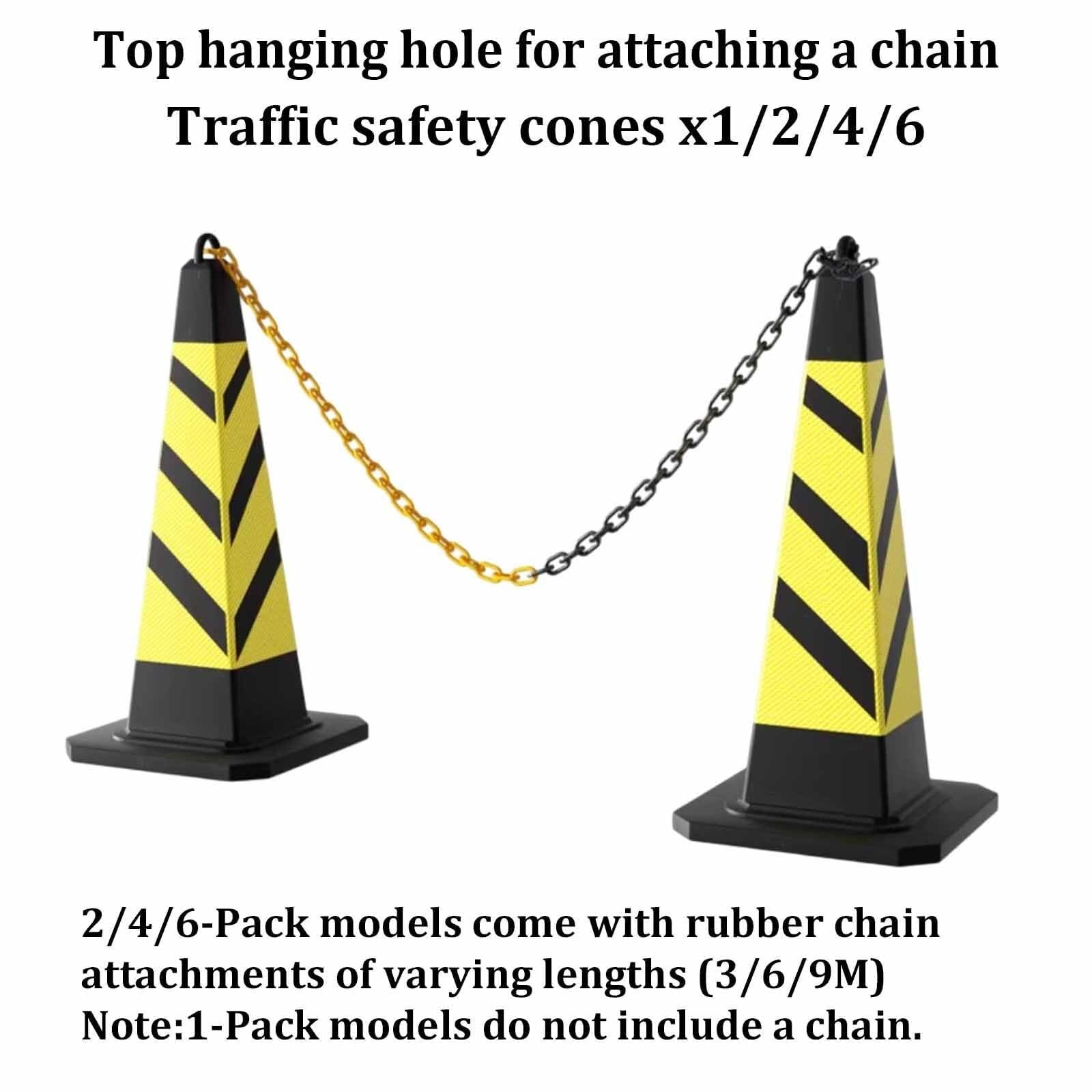Cônes de signalisation robustes avec base lestée et bandes réfléchissantes – Lot de 4 cônes d'arrêt d'allée pour événements de construction et sécurité au stationnement (noir)