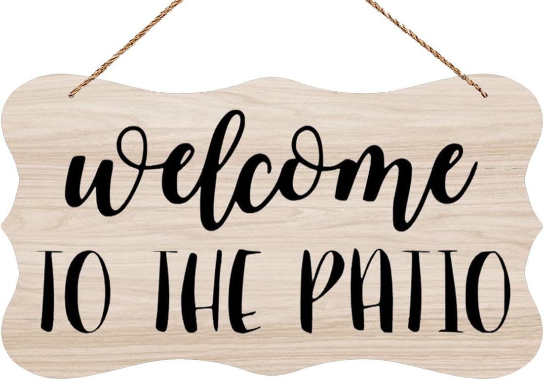 Wooden Decor Signs Welcome To The Patio Greeting Door Hanger Wooden Sign Rustic Home Decor Sign Printed Wooden Plaque Decor Rustic Farmhouse Kitchen Wall Decor Sign 8x12 Inch