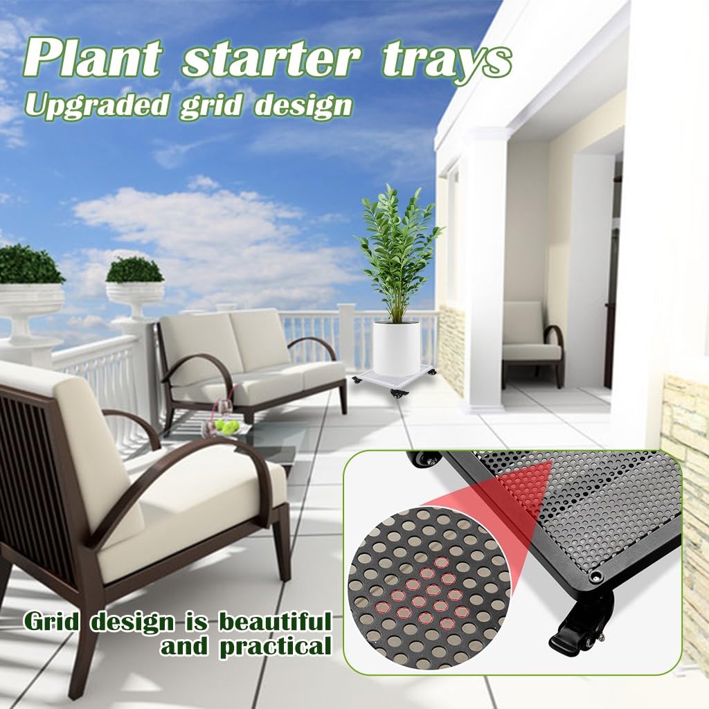 Base móvil con ruedas, bandeja rodante para macetas, soporte rectangular de hierro para plantas, uso en interiores, soporte versátil para plantas