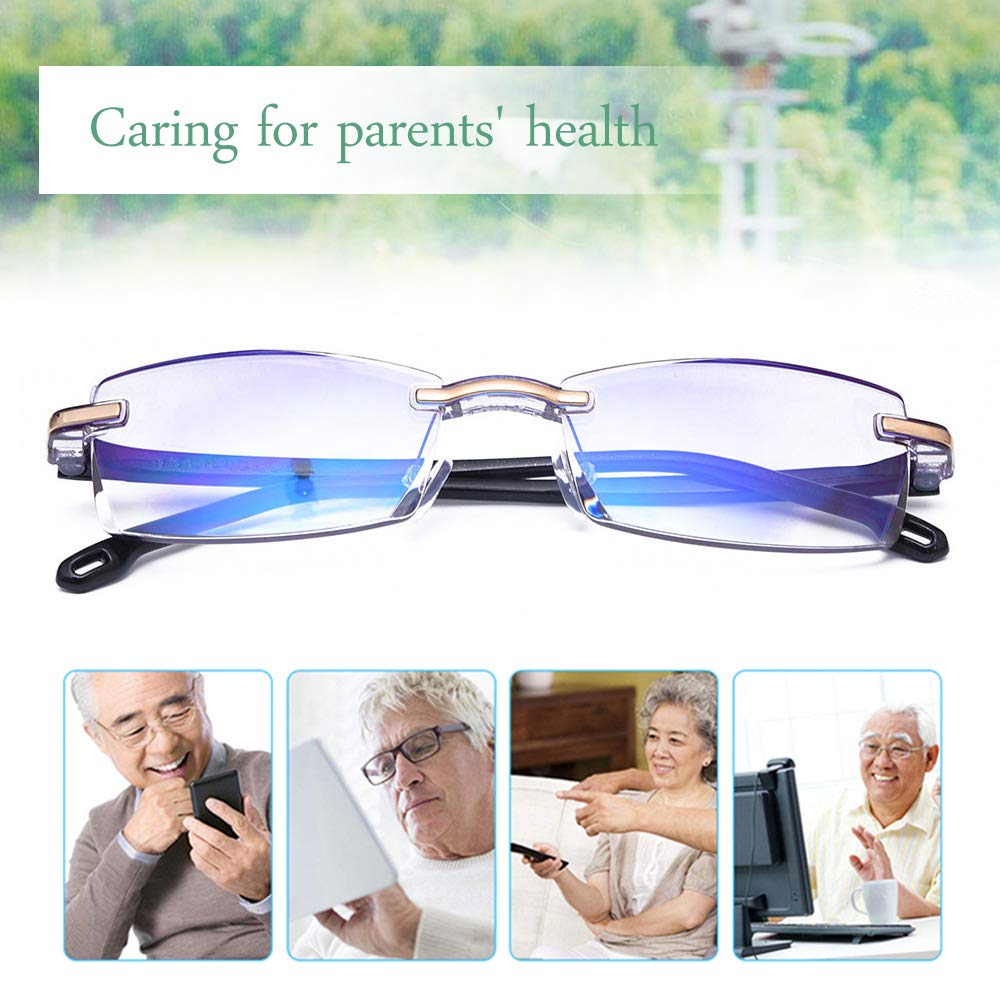 LUFF Okulary do czytania HD Anti-Blue Diamond Cut Edge Bezramowe okulary do czytania