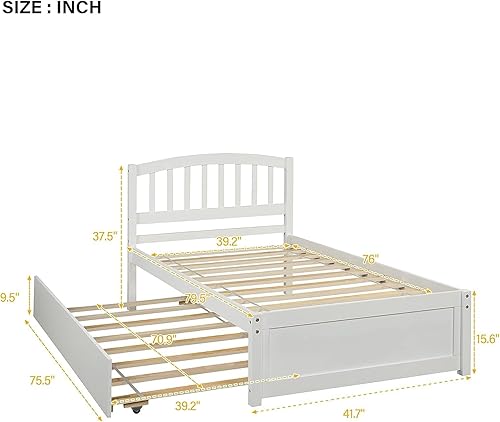 Miniatura 25 de Harper & Bright Designs Base de cama individual con cajones, expreso, madera, 275 libras