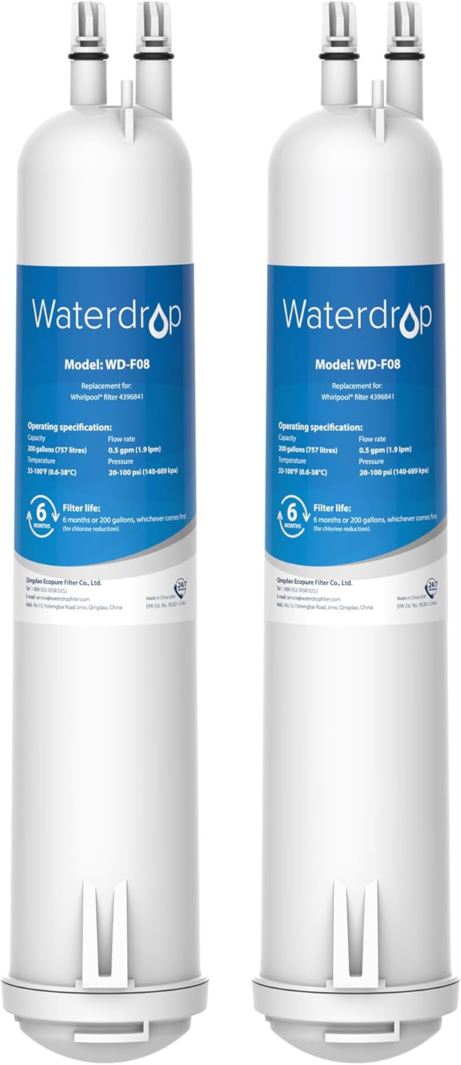 Waterdrop WD-F08 Replacement for 4396841, Everydrop® Filter 3, EDR3RXD1, 4396710, Kenmore® 46-9083, 46-9030, Refrigerator Water Filter, 2 Filters