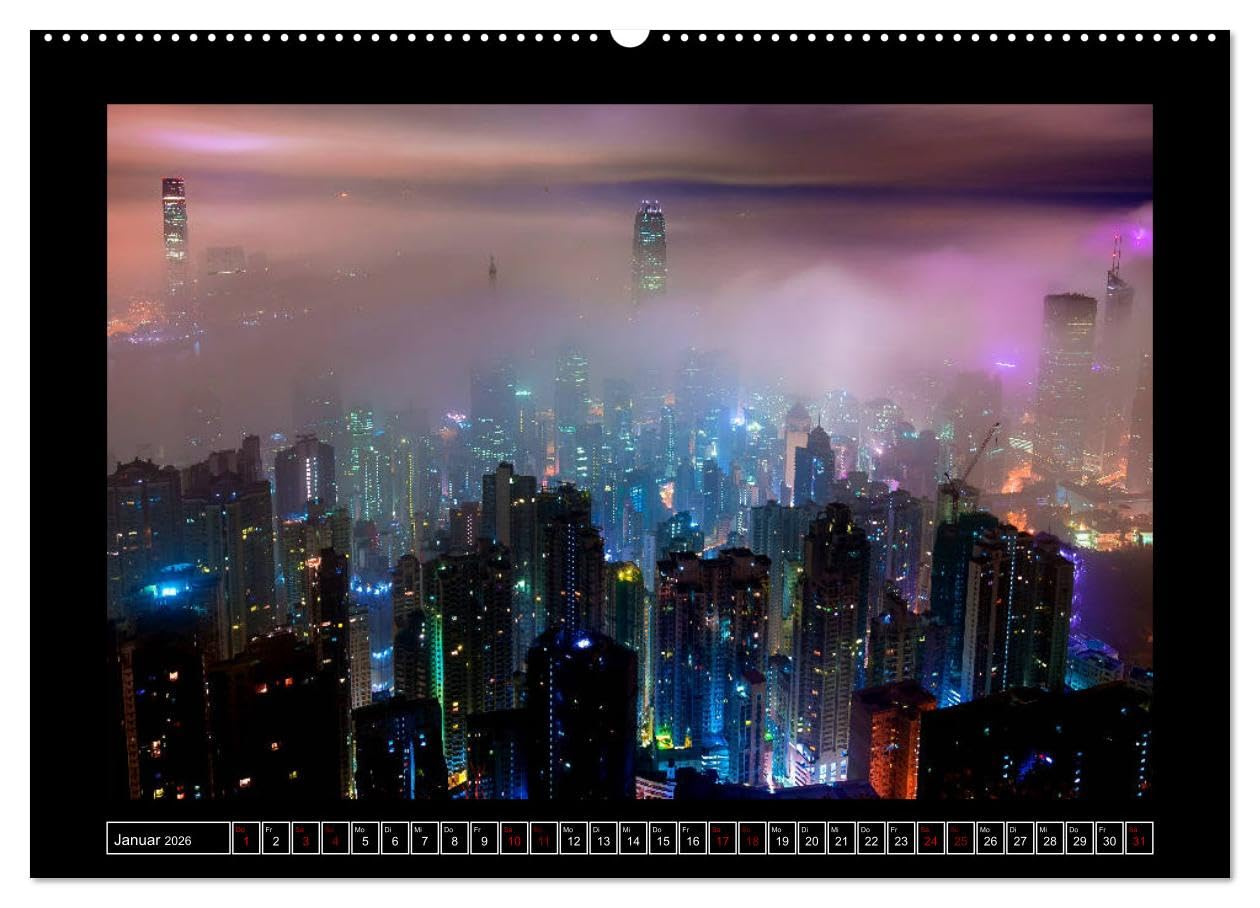 Metropolen - Asiens schönste Städte bei Nacht (hochwertiger Premium Wandkalender 2026 DIN A2 quer), Kunstdruck in Hochglanz: Stimmungsvolle ... Asiens im Lichterglanz (CALVENDO Orte)